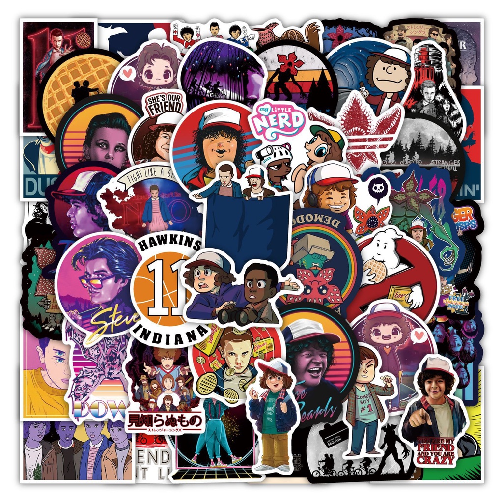 Bộ 10/50 Sticker Stranger Things Dán Trang Trí Laptop, Ván Trượt