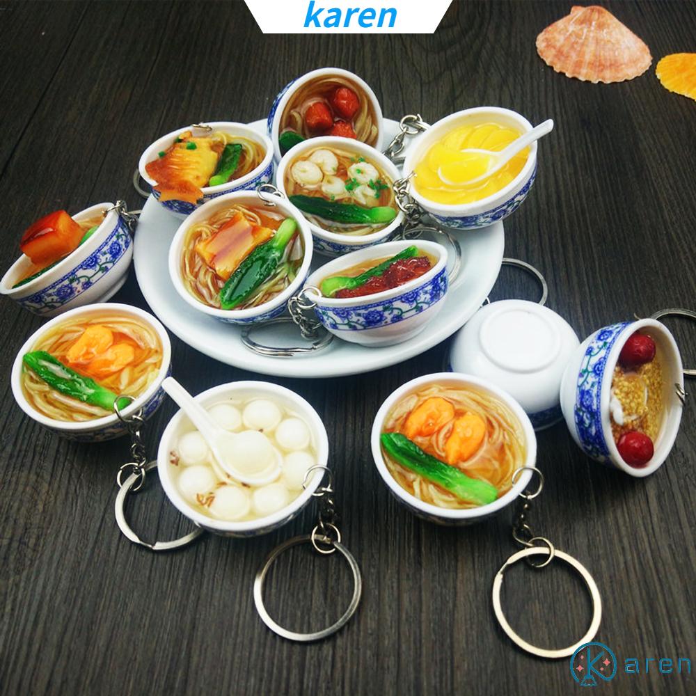 Móc Khóa Hình Tô Đựng Thức Ăn Trung Hoa Mini Bằng Gốm Sứ Dễ Thương