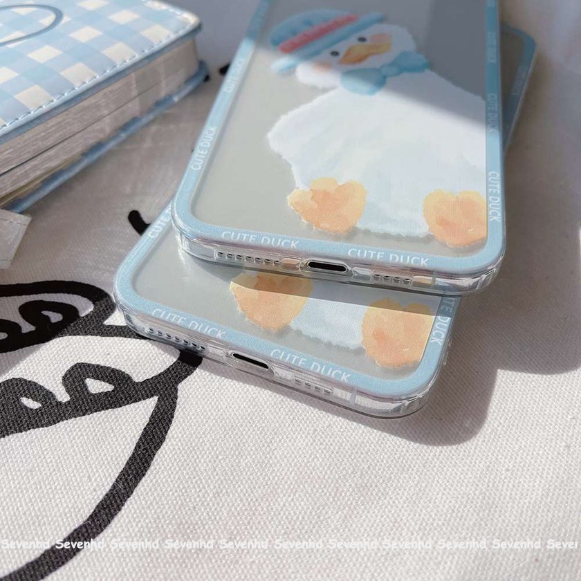Ốp Điện Thoại Họa Tiết Hoạt Hình Đôi Mắt Thiên Thần &amp; Chú Vịt Cho iPhone 14 13 12 11 Pro Max SE2020 X XR Xs Max 7 8 6 6s Plus