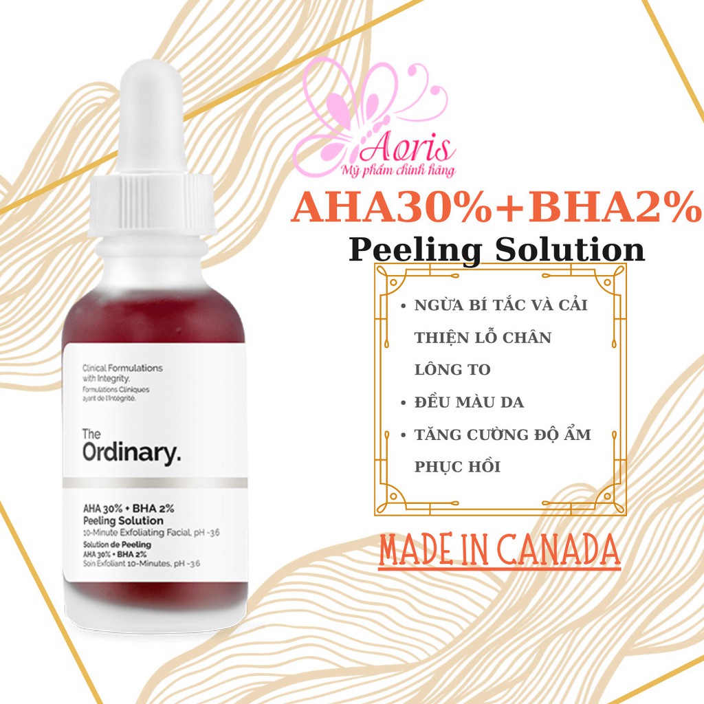 [Auth- Full Bill] Tinh chất tẩy tế bào chết hóa học The Ordinary AHA 30% + BHA 2% Peeling Solution 30ml- Tẩy Tế Bào Chết