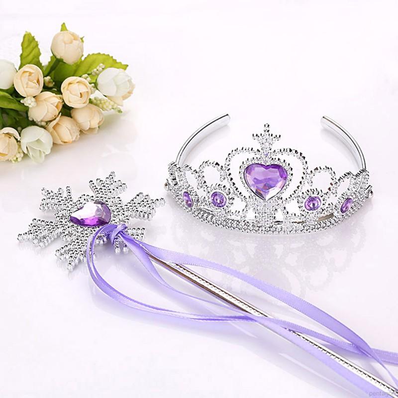 Bộ Vương Miện Và Đũa Phép Hình Hoa Tuyết Hóa Trang Công Chúa Băng Giá Cho Bé Gái
