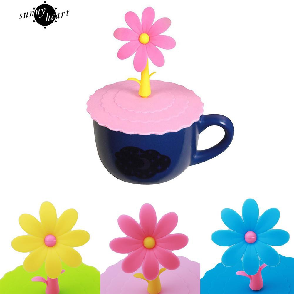 Nắp Silicon Đậy Ly Nước Hình Bông Hoa Xinh Xắn