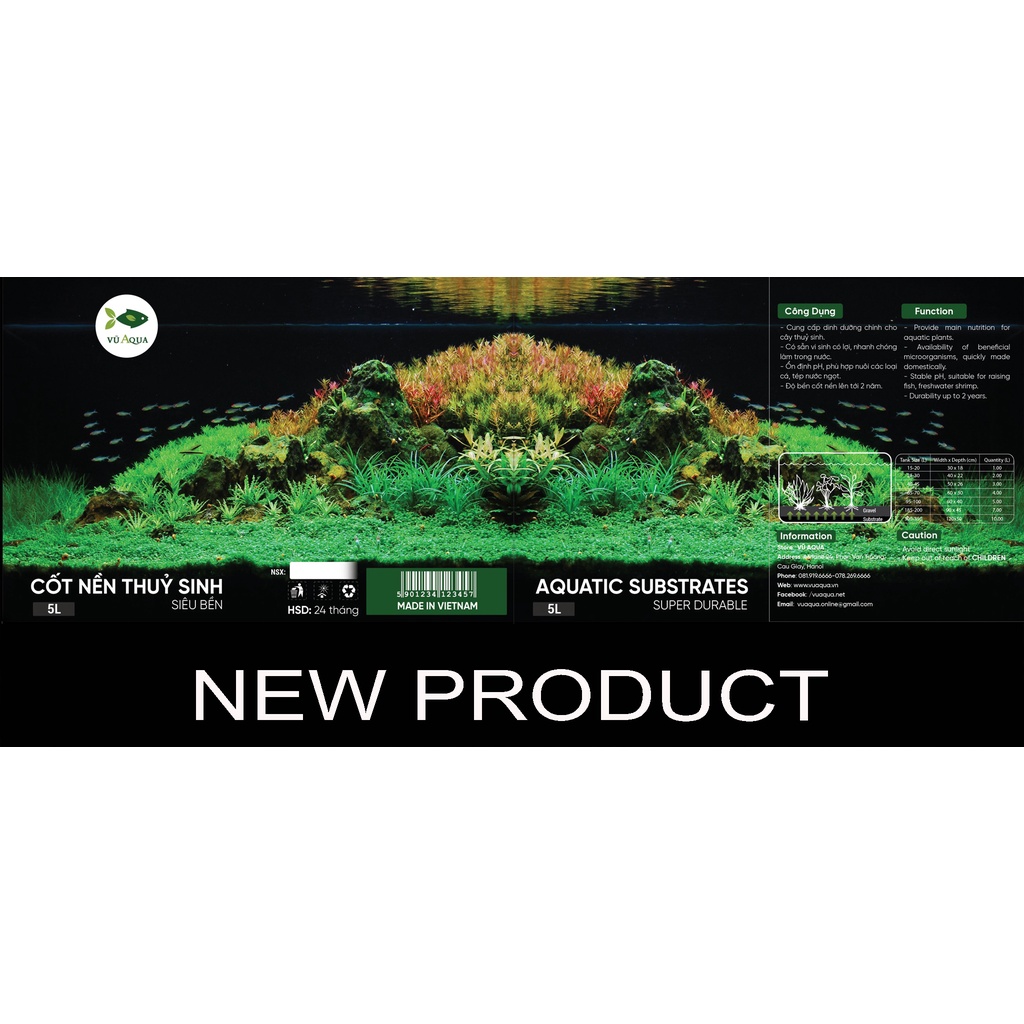 Cốt nền thủy sinh Vũ Aqua (hộp 2l)- Cốt nền cho hồ cá cảnh thủy sinh