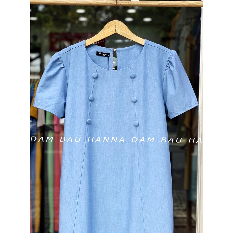 [HANNA] Đầm bầu công sở fom suông dễ thương có size 80KG dài qua gối chất vải cao cấp thoáng mát không nhăn có túi