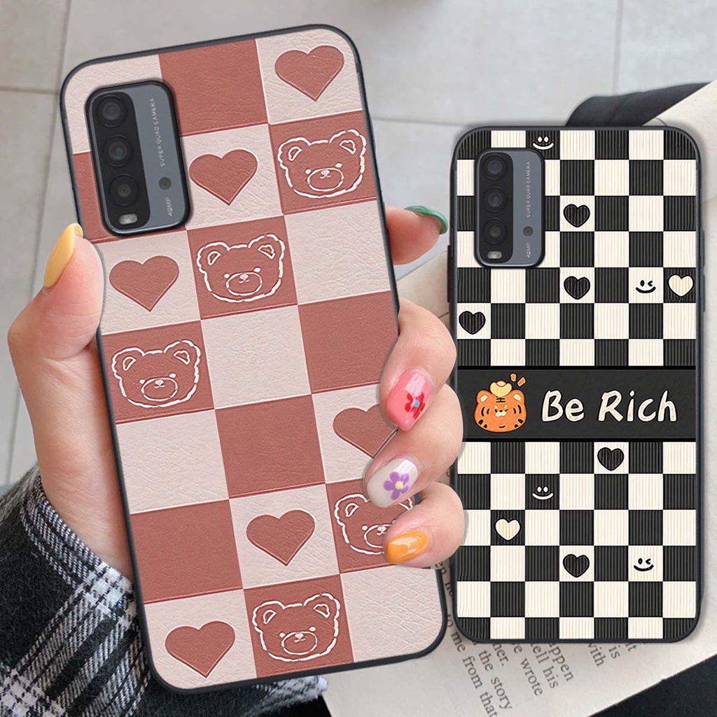 Ốp Xiaomi Redmi 9T gấu Bear rick caro vuông thời trang siêu đẹp
