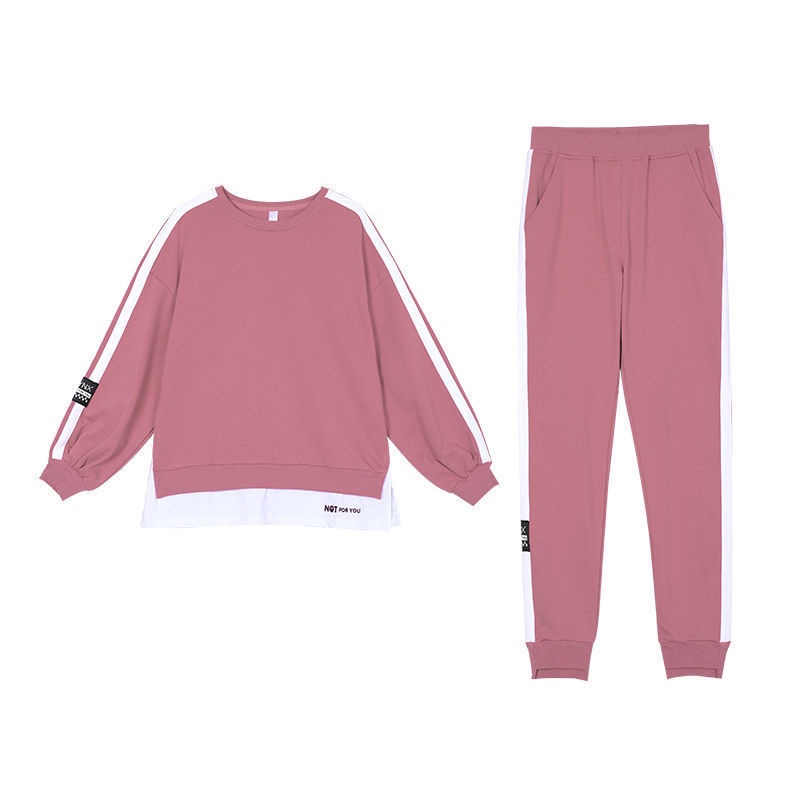 Bộ quần áo thể thao dài tay cổ tròn dáng rộng thời trang xuân thu hàng mới dành cho bạn nữ 2021