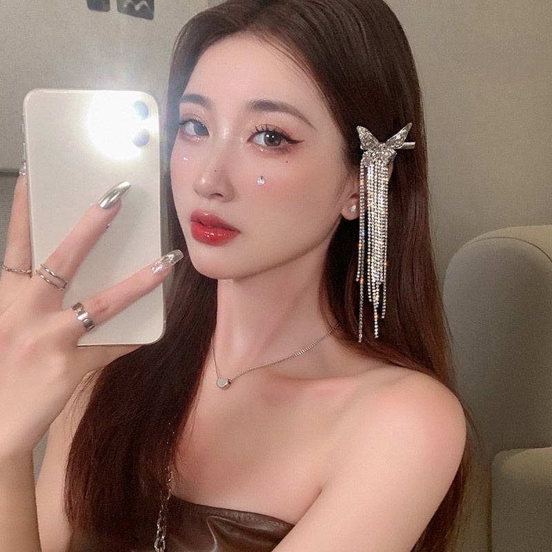 Kẹp Tóc Kim Loại Hình Bướm 3D Phong Cách Hàn Quốc