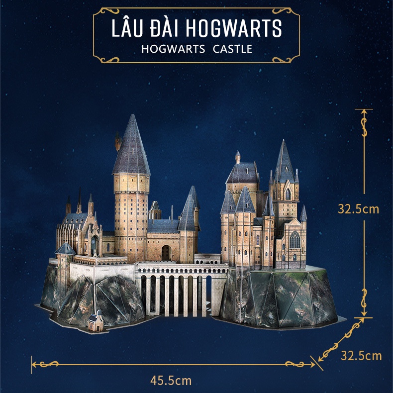 Mô hình lắp ghép CubicFun 3D Harry Potter - Lâu đài Hogwarts - Tàu tốc hành Hogwarts