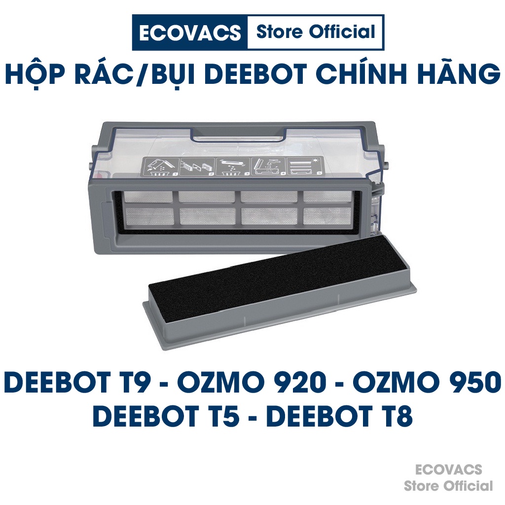 Hộp rác robot hút bụi Ecovacs Deebot T5 Hero / T8/ Aivi /T9/ DX33 / DX55 / DX65 / Ozmo 950 / Ozmo 920