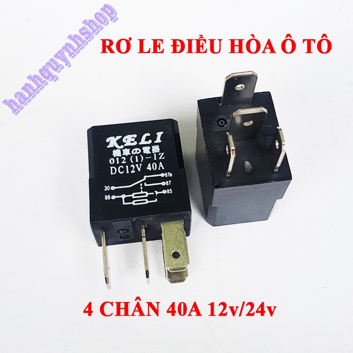 Hộp 20 Rơ le điều hòa ô tô 4 chân 12V 40A hoặc 24V 40A màu đen
