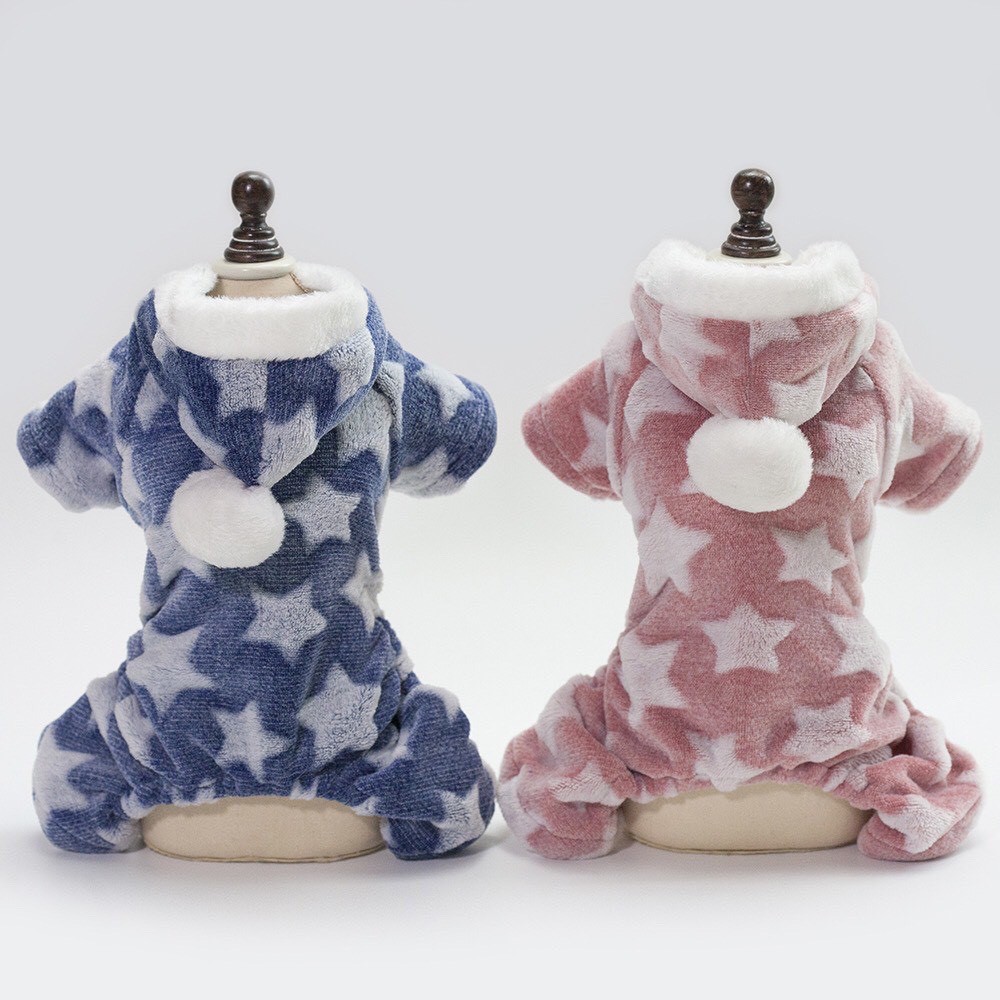 Áo hình sao có mũ dễ thương cho thú cưng chất liệu lông tuyết mềm mịn(Form nhỏ tăng 1 size), áo cho chó mèo