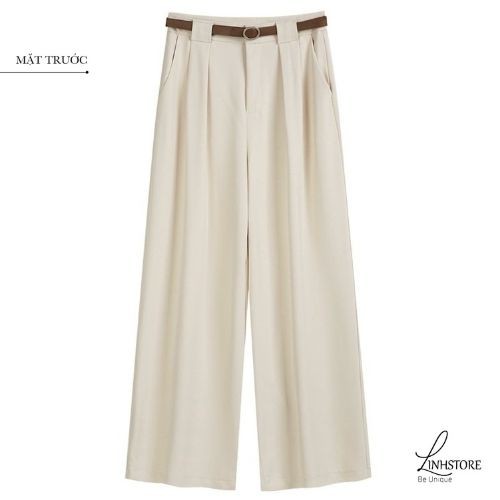 Quần suông ống rộng cạp cao culottes dài 100cm chất liệu kaki mềm tôn dáng Fkaro QS001 | BigBuy360 - bigbuy360.vn