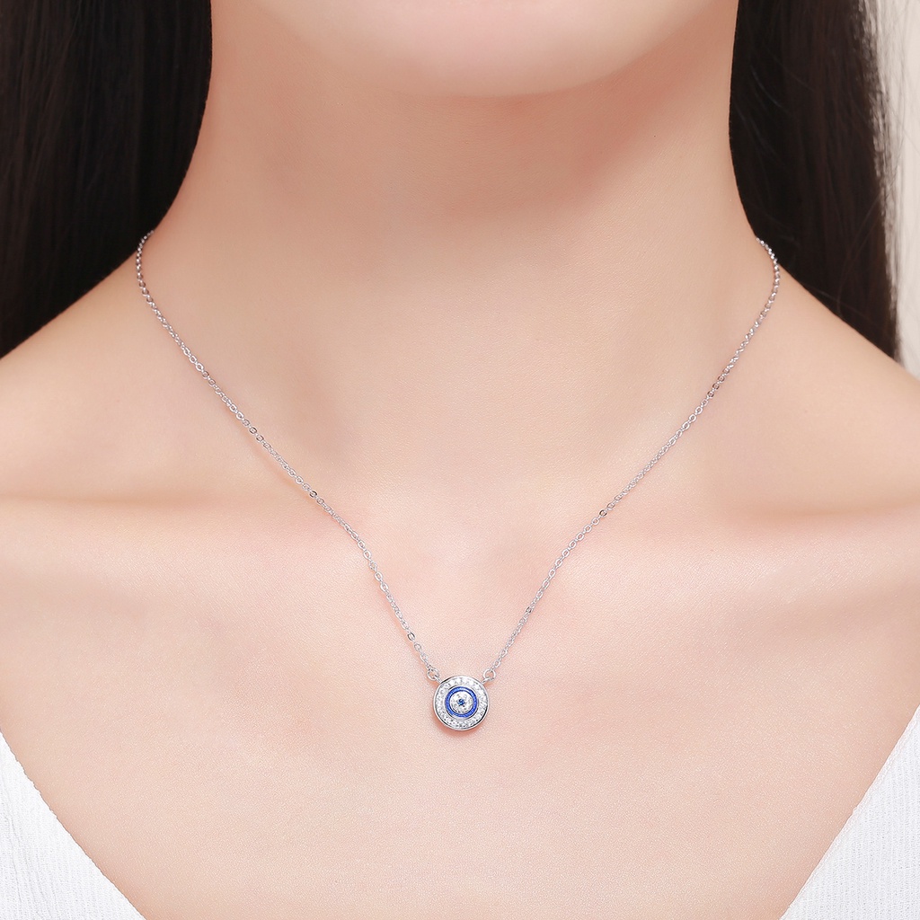 BAMOER Bộ Vòng cổ + Nhẫn + Bông Tai Bạc 925 Hình Mắt Quỷ Thời Trang Cho Nữ