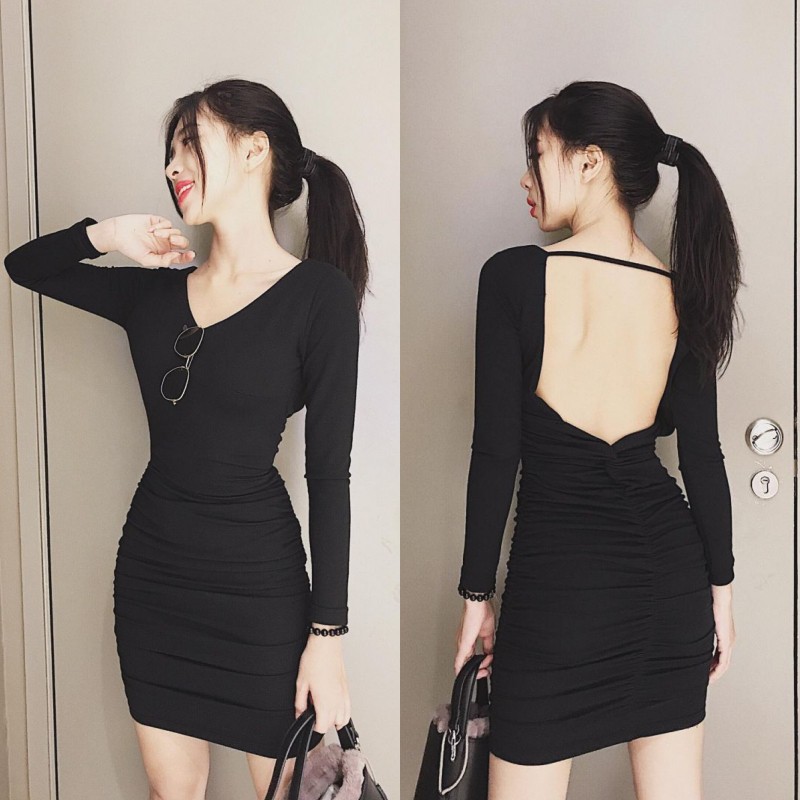 Đầm/Váy Body Tay Dài Hở Lưng Tinh Tế