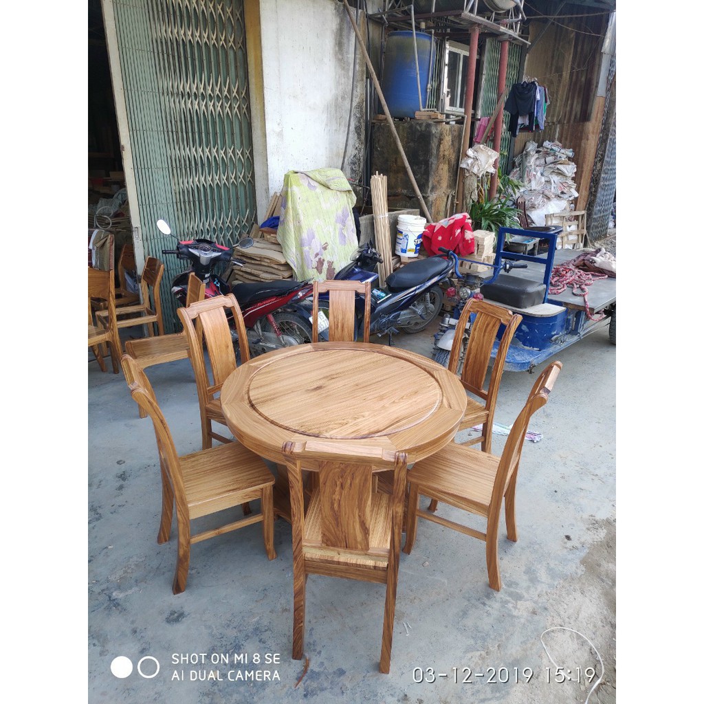 Bàn ăn tròn 6 ghế gỗ hương xám | BigBuy360 - bigbuy360.vn
