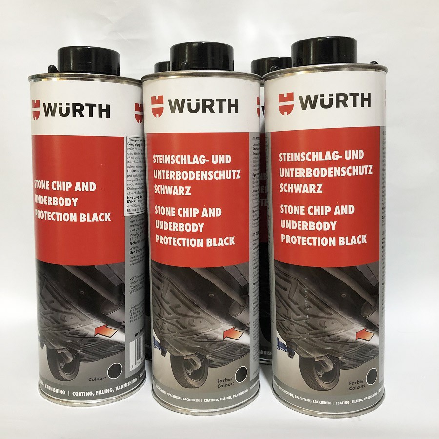 Bộ 6 chai sơn phủ gầm đen Wurth underbody protection black 1 lít