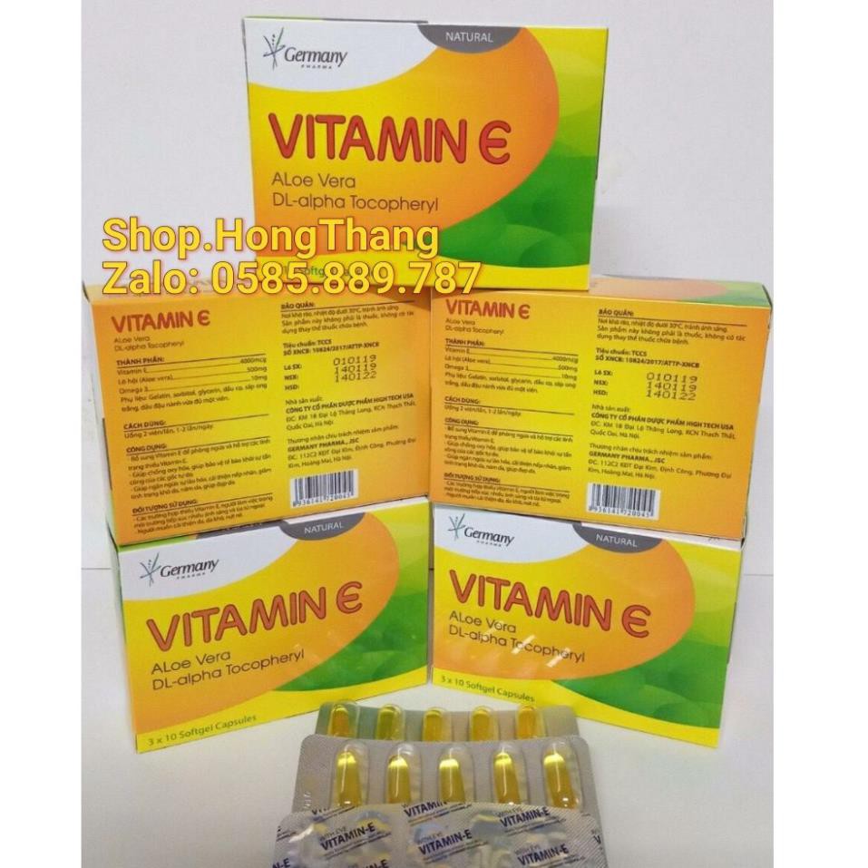 Vitamin E kèm tinh chất nha đam(500mg), đẹp da, chống lão hóa, mờ thâm, tạo làn da sáng, mịn, hồng hào