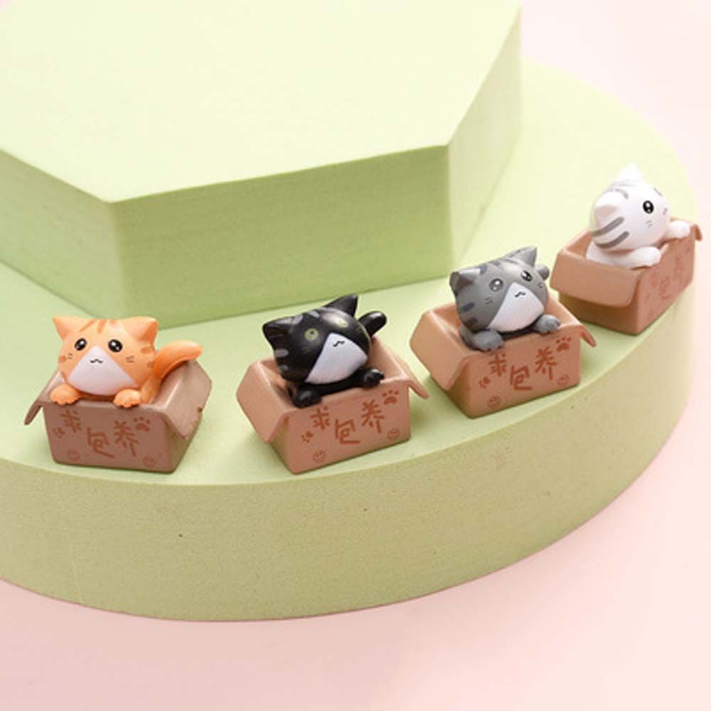 Mèo trong hộp đáng thương bằng PVC dễ thương dùng trang trí sân vườn DIY