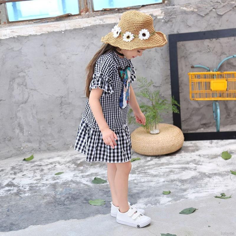 ♕ babyme ღ Baby Girls Animal Print Dress Cotton Flare Sleeve Sundress