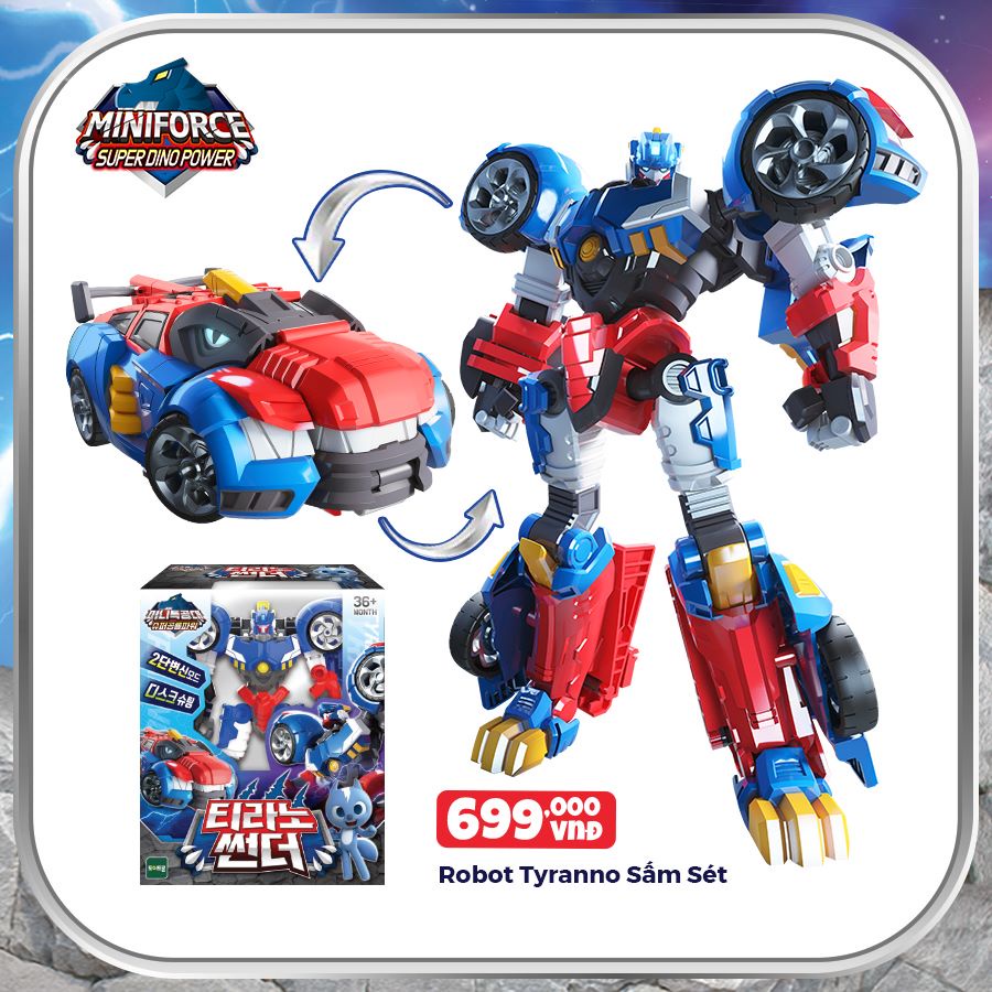 Đồ chơi Miniforce 3 Biệt đội siêu nhân nhí Chiến binh biến hình Robot khủng long