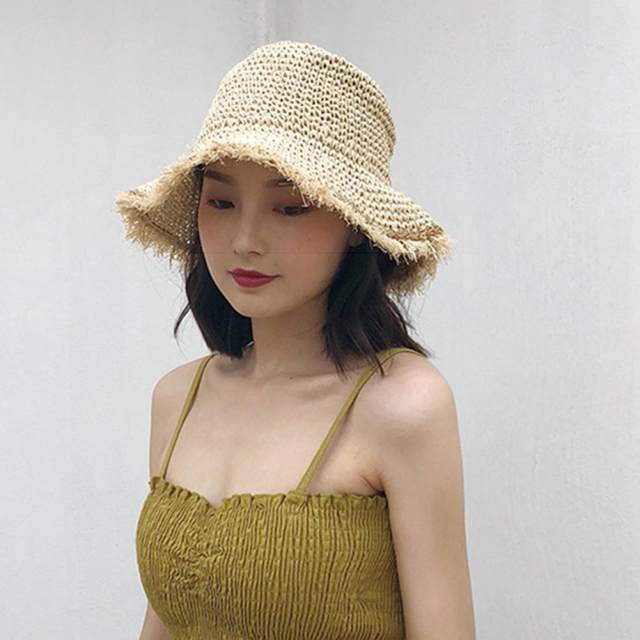 Mũ cói đi biển Cloche viền tua rua vành rộng - kiểu mũ chuông