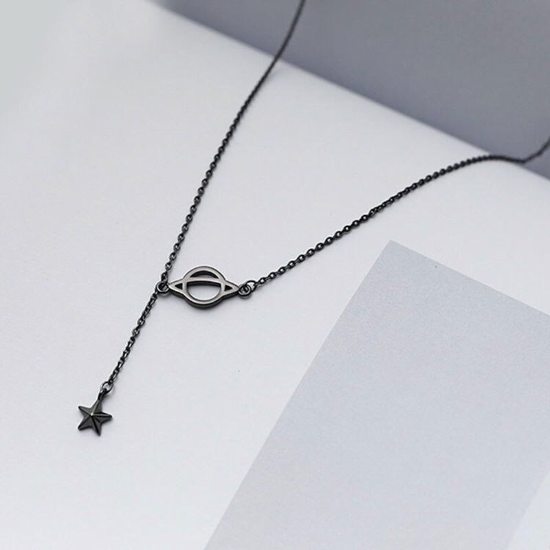 Vòng cổ Mặt Ngôi Sao Màu Đen Đơn Giản Phong Cách Hàn Quốc