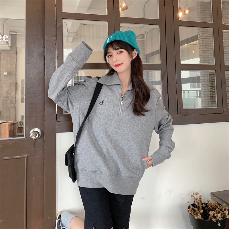 【ZHELIHANGFEI】Áo Thun POLO Tay Dài Có Cổ Họa Tiết Thêu Theo Phong Cách Preppy