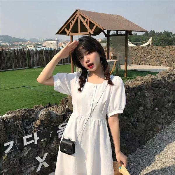 Đầm Perty dài ngang gối ngọt ngào dễ thương phong cách Hàn Quốc thời trang mùa hè cho nữ