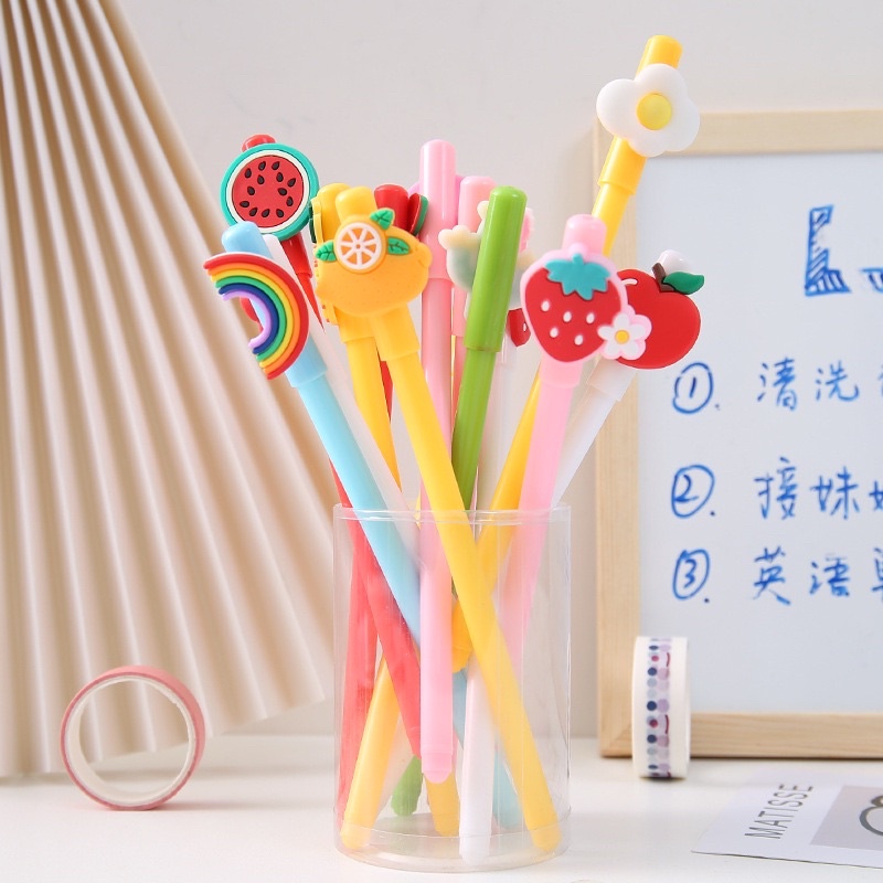 Bút Mực Nước Ngòi 0.5mm Hoạt Tiết Trái Cây Dễ Thương