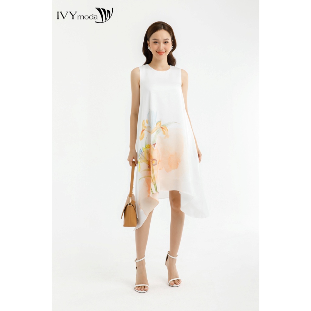 Đầm lụa suông họa tiết hoa IVY moda MS 41M7572