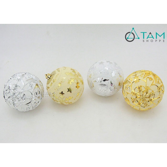 Set 2 trái châu Noel họa tiết bông tuyết cùng size cùng màu X-TRCH-05