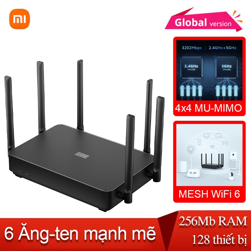 Router wifi 6 Xiaomi AX3200 - Bộ phát WiFi Xiaomi Mi Router AX3200 Quốc Tế hỗ trợ mesh wifi 6