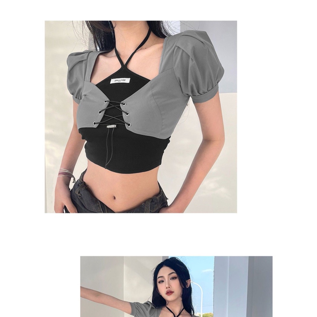 Áo Croptop Hai Dây Dáng Ôm Phong Cách Âu Mỹ Thời Trang Mùa Hè Hàng Mới 2022