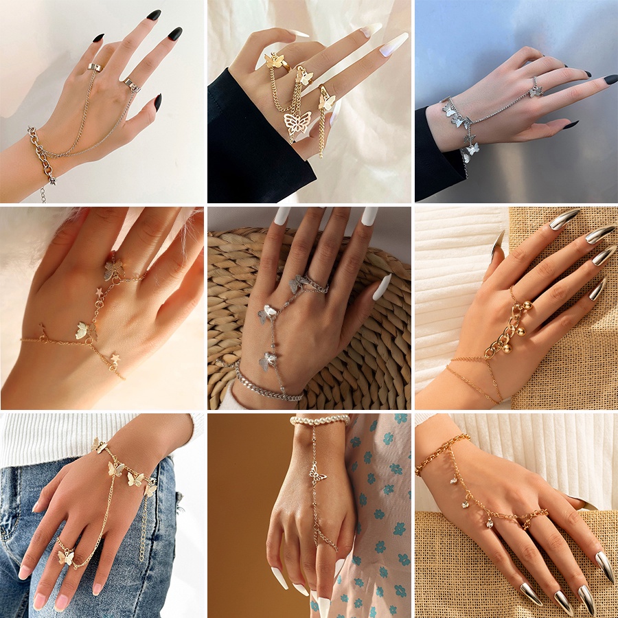 Nhẫn RINHOO FRIENDSHIP thiết kế phối bướm kiểu dáng độc đáo phong cách hip hop cho nữ