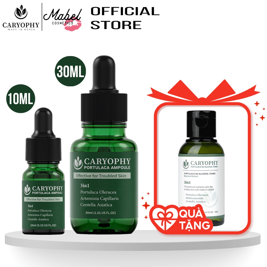 Serum rau má giảm mụn mờ thâm Caryophy Portulaca Ampoule (10ml 30ml)