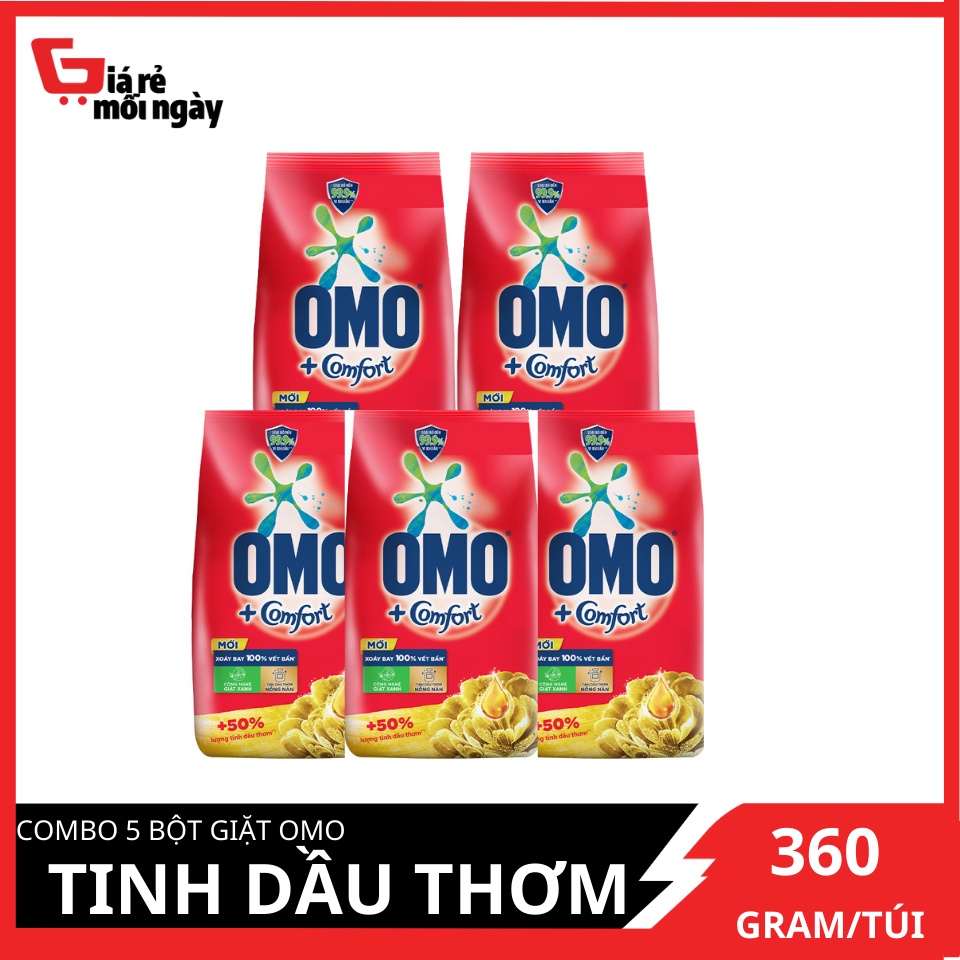 Combo 5 Bột giặt OMO Tinh dầu thơm 360g