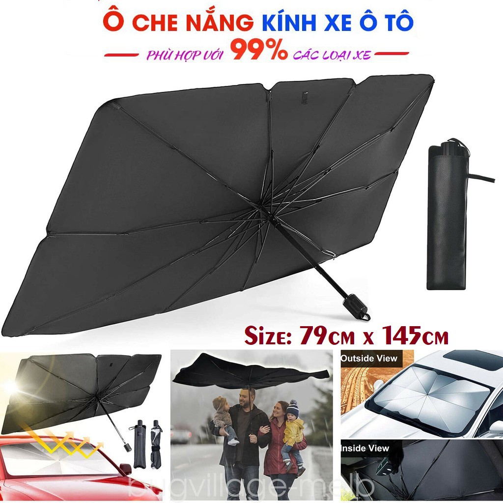 Che Nắng Ô Tô, Dù Ô Che Nắng Kính Lái xe Ô Tô Tiện Dụng Tặng Bao Da cao cấp