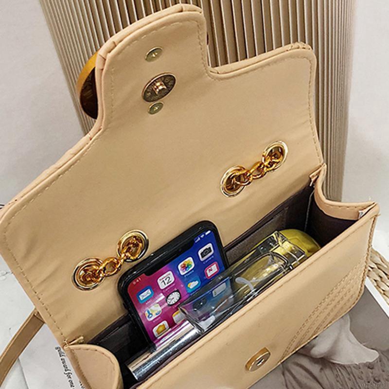 Women Casual Solid Color Crossbody Lozenge Chain Shoulder Bag Handbag