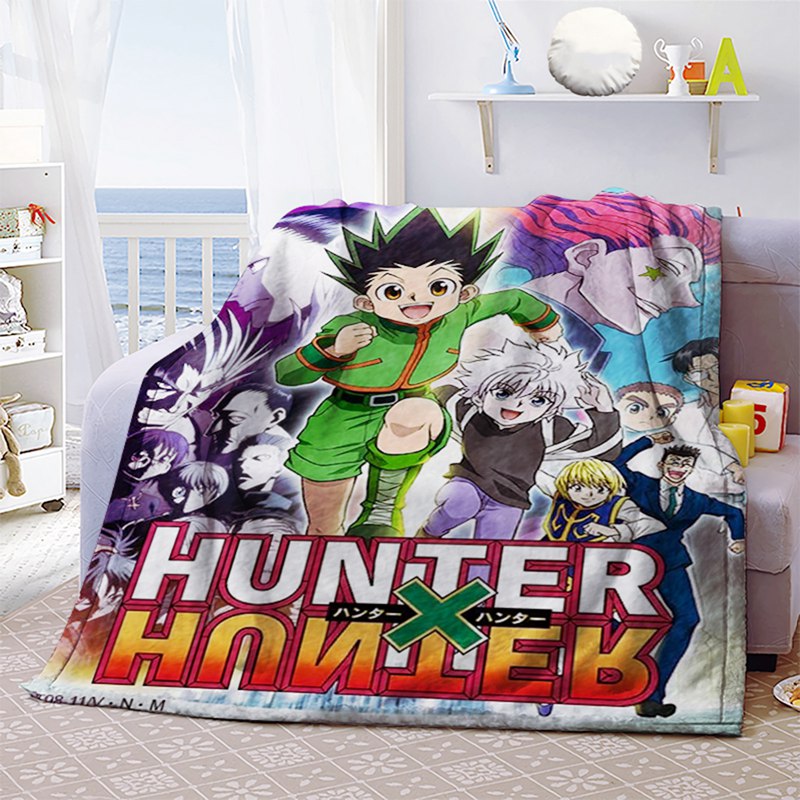 MICROFIBER Chăn Bông Mềm Có Mũ Trùm Đầu Giữ Ấm Thoải Mái In Họa Tiết Hunter X Hunter