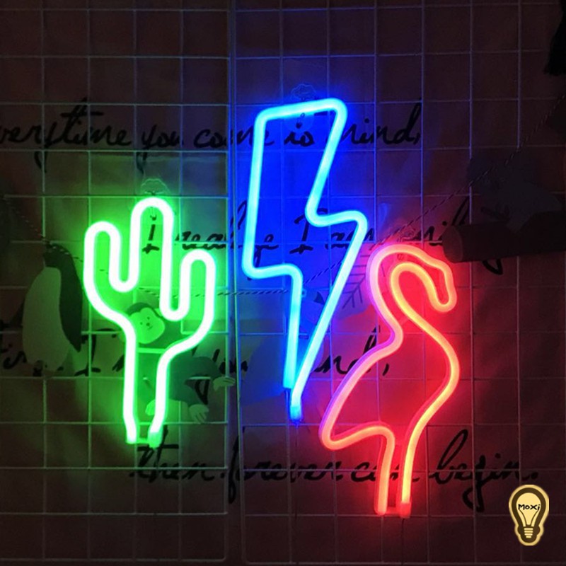 Đèn LED chữ NEON nhiều mẫu quà tặng sinh nhật trang trí DECOR phòng ngủ hộp PIN + USB MOXI