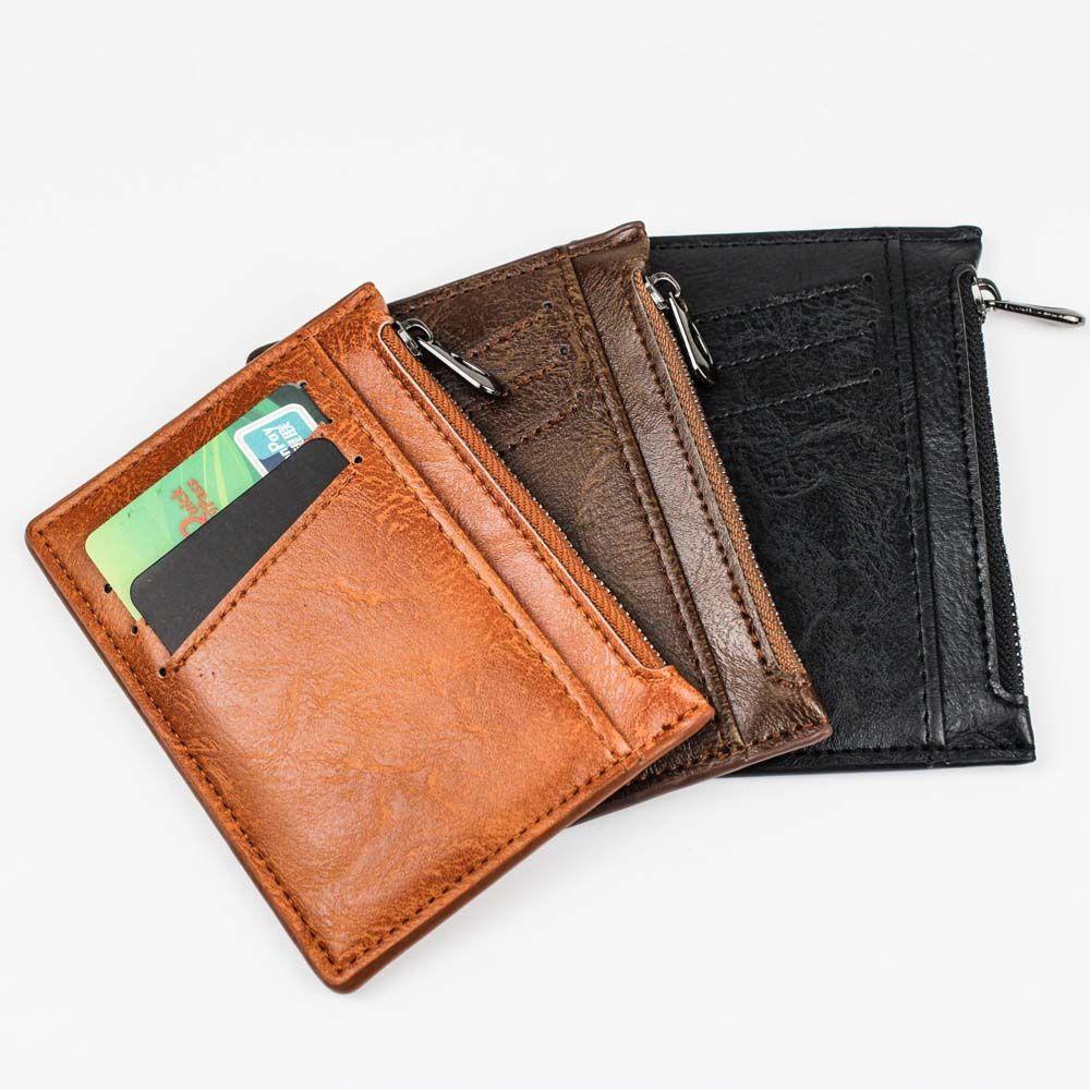 QQMALL Ví Da PU Màu Đen Mỏng Đựng Tiền / Thẻ Thiết Kế Đơn Giản Thời Trang Cho Nam