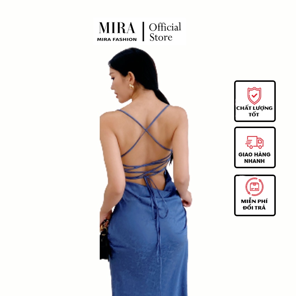 Váy 2 Dây Ôm BODY Dài  Hở Lưng Đan Dây Sexy  Đầm Dự Tiệc Sang Trọn Thiết Kế Form Chuẩn 2 Lớp Cao Cấp - MIRA Fashion