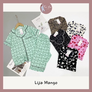 Bộ mặc nhà pizama cộc lửng pịama lụa mango siêu xinh