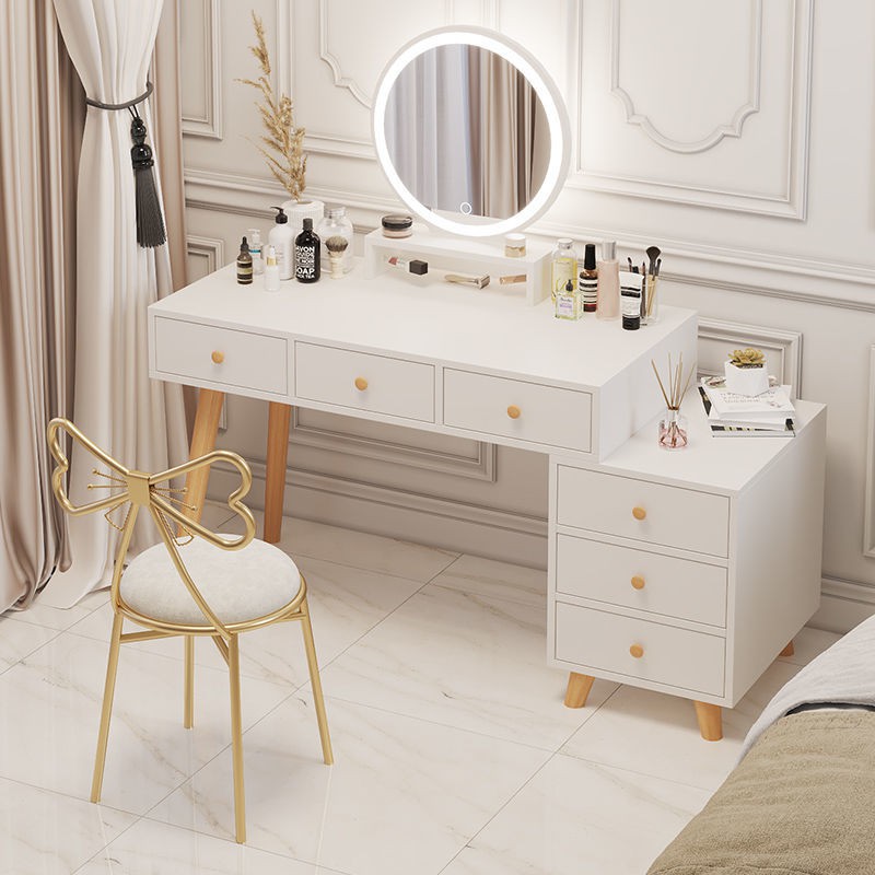 Bàn trang điểm phòng ngủ hiện đại tối giản ánh sáng sang trọng Kiểu lưới Bắc Âu màu đỏ in gió tích hợp