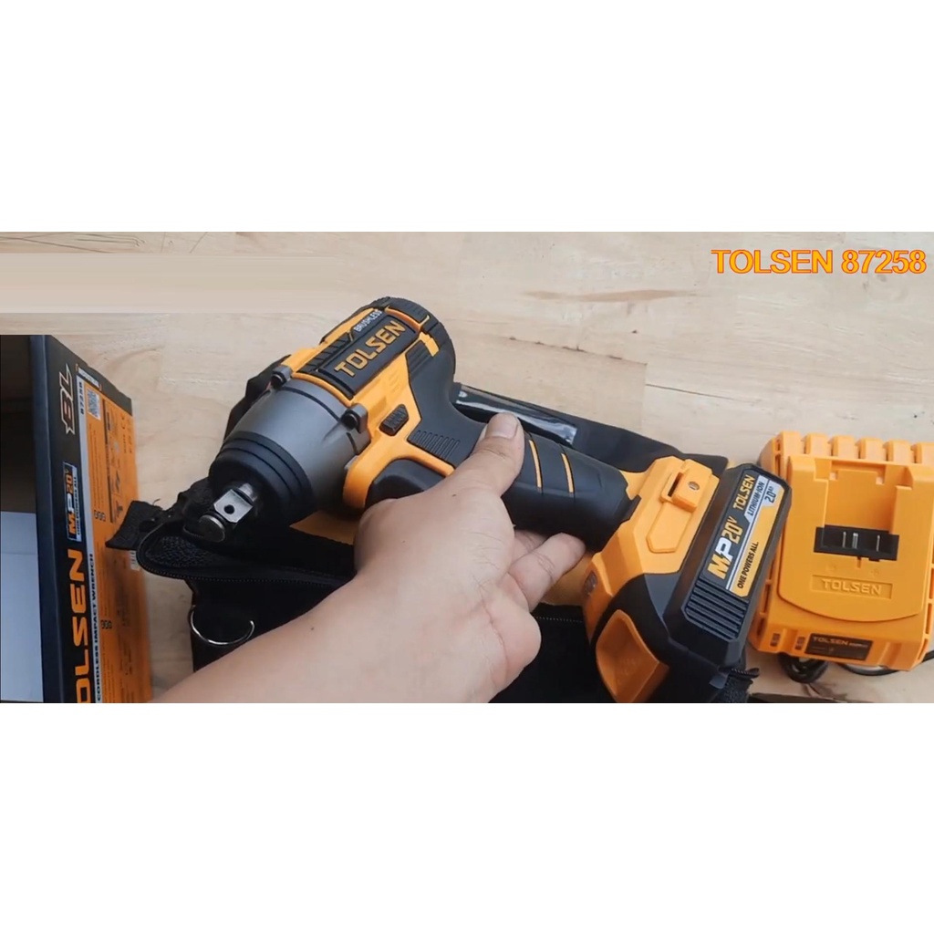 MÁY MỞ BULON PIN 20V 1/2'' ĐỘNG CƠ KHÔNG CHỔI THAN TOLSEN 87258 - HÀNG CHÍNH HÃNG
