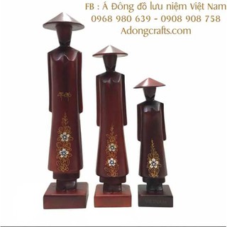 Tượng mộc cô gái gỗ Việt Nam vẽ khảm ốc (có nhiều kích thước khác nhau)