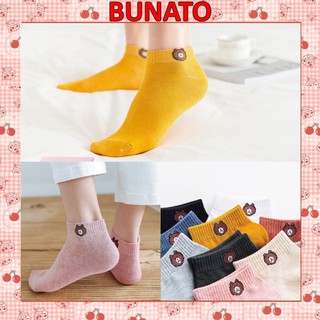 Tất nữ Bunato nhiều màu hình gấu Brown cổ ngắn đáng yêu TN67