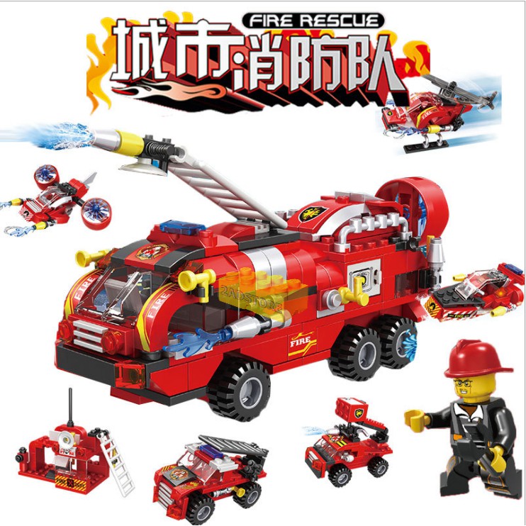 Đồ chơi lắp ráp Lego - Xe cứu hỏa - Fire Rescue - 6 IN 1 -  Kích thích sáng tạo cho bé - Trò chơi Xếp hình mô hình