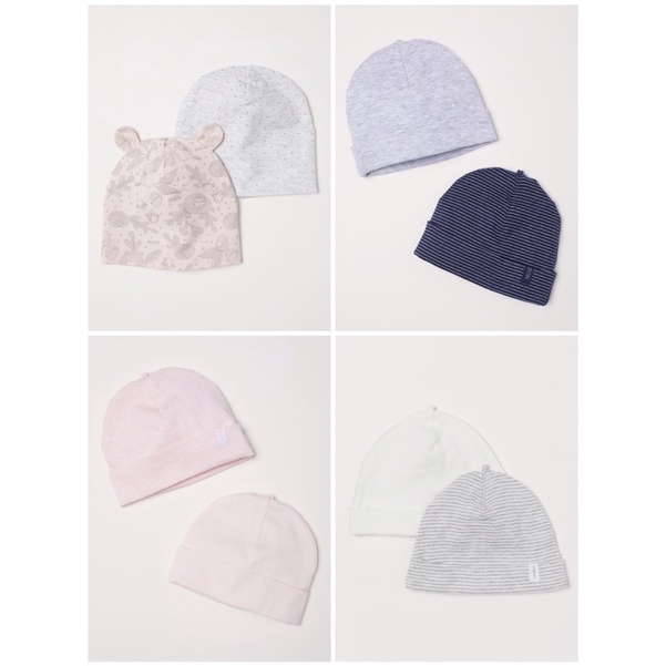 Set 2 mũ cotton organic cho bé vợt sale