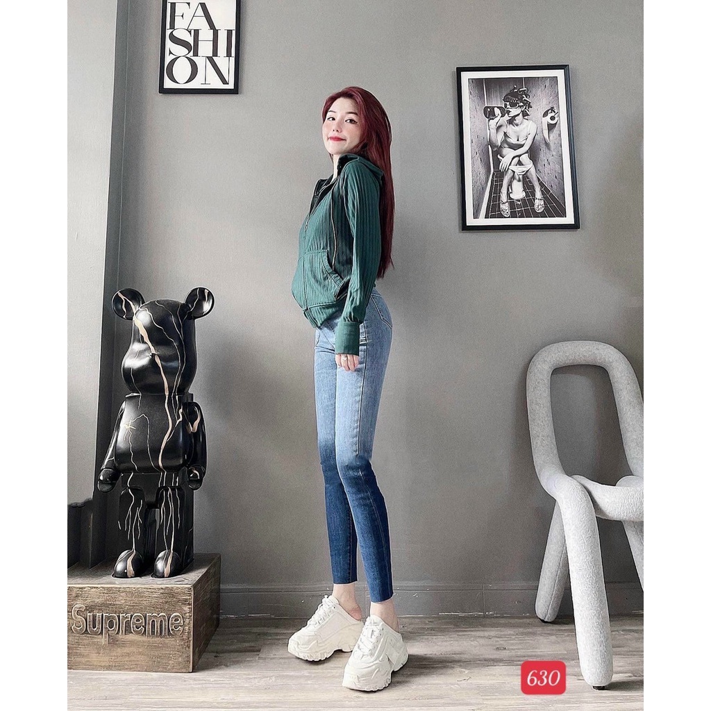 Quần jean Nữ - Quần Bò Nữ XuMon Đen Trơn MS 79 Lưng Siêu Cao Tôn Dáng Nhiều Nút Có size đại